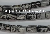 CTJ35 15.5 inches 8*10mm tube black water jasper beads wholesale