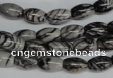 CTJ38 15.5 inches 8*12mm rice black water jasper beads wholesale