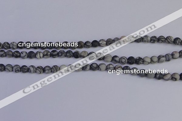 CTJ401 15.5 inches 6mm round matte black water jasper beads