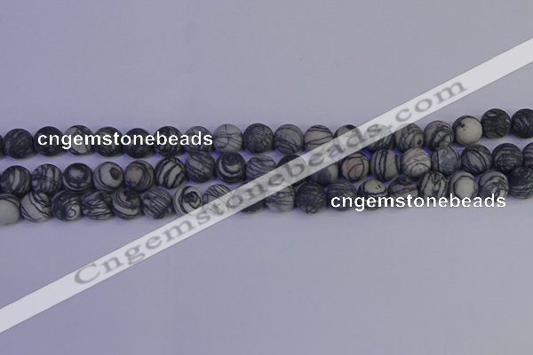 CTJ402 15.5 inches 8mm round matte black water jasper beads