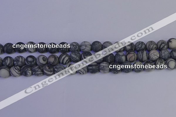 CTJ403 15.5 inches 10mm round matte black water jasper beads