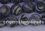 CTJ404 15.5 inches 12mm round matte black water jasper beads