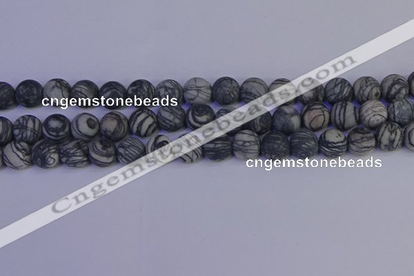 CTJ404 15.5 inches 12mm round matte black water jasper beads