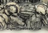 CTJ422 15 inches 10mm faceted round black water jasper beads