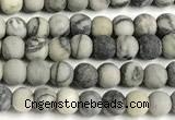 CTJ430 15 inches 4mm round matte black water jasper beads