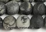 CTJ432 15 inches 8mm round matte black water jasper beads