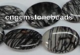 CTJ44 15.5 inches 18*25mm oval black water jasper beads wholesale