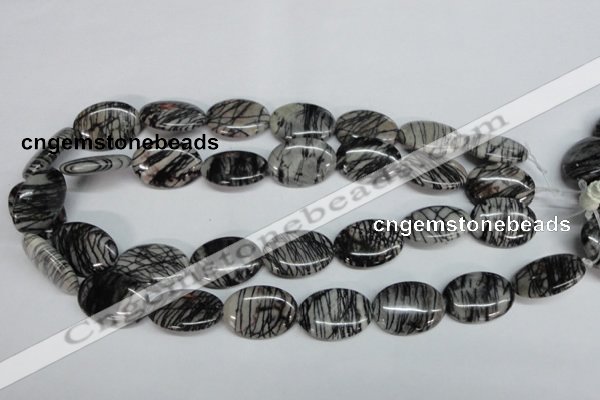 CTJ44 15.5 inches 18*25mm oval black water jasper beads wholesale