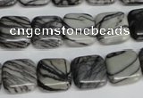 CTJ51 15.5 inches 14*14mm square black water jasper beads wholesale