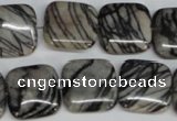 CTJ53 15.5 inches 18*18mm square black water jasper beads wholesale