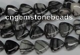 CTJ55 15.5 inches 10*10mm triangle black water jasper beads wholesale