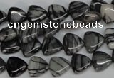 CTJ55 15.5 inches 10*10mm triangle black water jasper beads wholesale