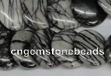 CTJ60 15.5 inches 20mm flat round black water jasper beads wholesale