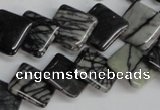 CTJ63 15.5 inches 14*14mm diamond black water jasper beads wholesale