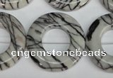 CTJ70 15.5 inches 30mm donut black water jasper beads wholesale