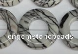 CTJ70 15.5 inches 30mm donut black water jasper beads wholesale