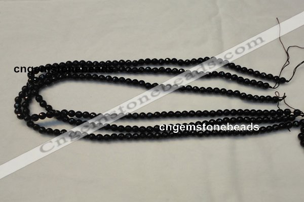 CTO106 15.5 inches 5mm faceted round natural black tourmaline beads