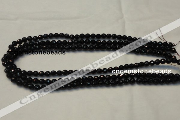 CTO108 15.5 inches 8mm faceted round natural black tourmaline beads