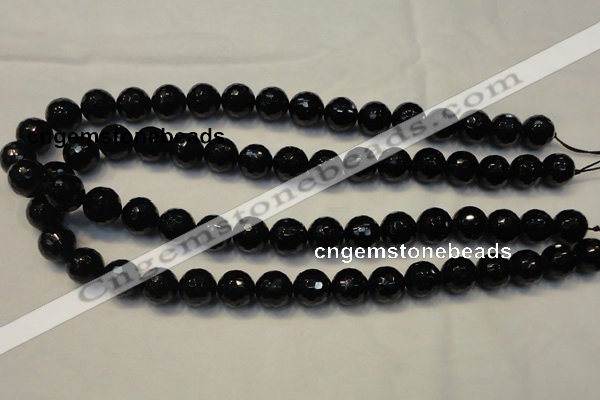 CTO109 15.5 inches 10mm faceted round natural black tourmaline beads