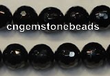 CTO110 15.5 inches 12mm faceted round natural black tourmaline beads