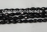 CTO115 15.5 inches 4*6mm faceted rice black tourmaline beads