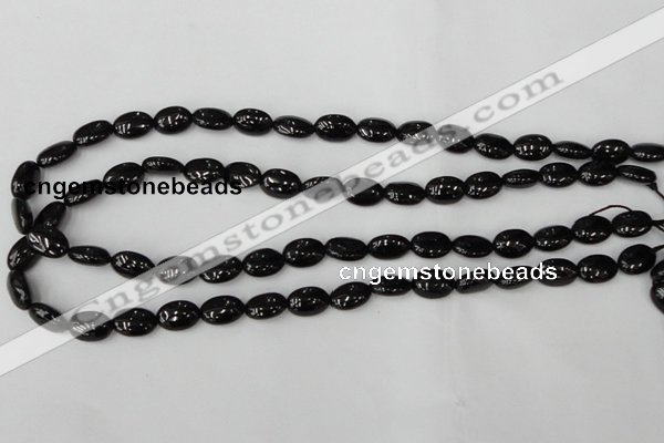 CTO123 15.5 inches 8*12mm oval black tourmaline beads