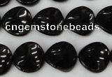 CTO129 15.5 inches 16mm twisted coin black tourmaline beads