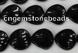 CTO129 15.5 inches 16mm twisted coin black tourmaline beads