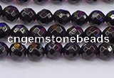 CTO135 15.5 inches 4mm faceted round black tourmaline beads