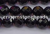 CTO137 15.5 inches 8mm faceted round black tourmaline beads