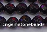 CTO138 15.5 inches 10mm faceted round black tourmaline beads