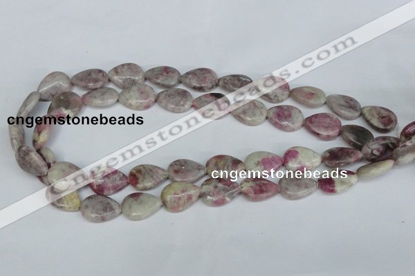 CTO214 15.5 inches 13*18mm flat teardrop pink tourmaline gemstone beads