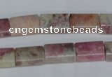 CTO215 15.5 inches 10*14mm flat tube pink tourmaline gemstone beads