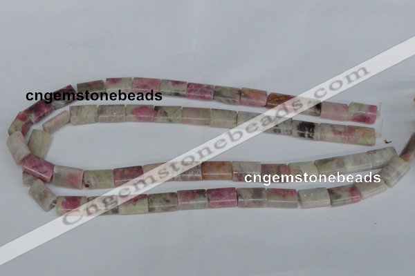 CTO215 15.5 inches 10*14mm flat tube pink tourmaline gemstone beads