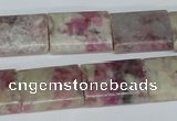 CTO216 15.5 inches 15*20mm flat tube pink tourmaline gemstone beads