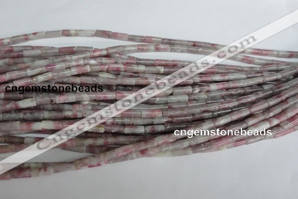 CTO239 15.5 inches 4*10mm tube pink tourmaline gemstone beads