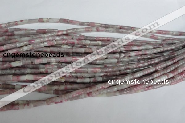 CTO239 15.5 inches 4*10mm tube pink tourmaline gemstone beads