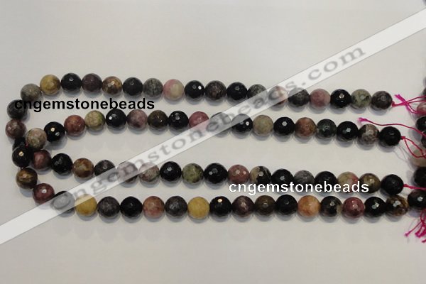 CTO30 15.5 inches 10mm faceted round natural tourmaline beads