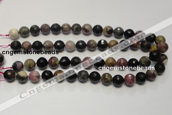 CTO31 15.5 inches 14mm faceted round natural tourmaline beads