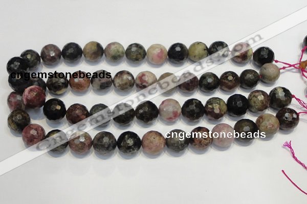 CTO32 15.5 inches 16mm faceted round natural tourmaline beads