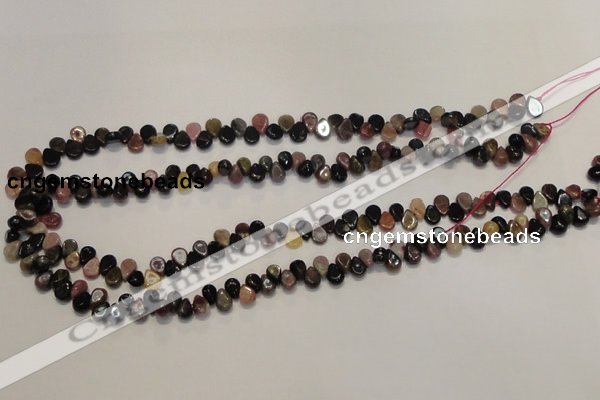 CTO37 15.5 inches 5*8mm flat teardrop natural tourmaline beads