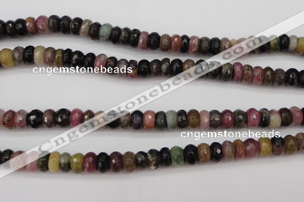 CTO377 15.5 inches 5*8mm faceted rondelle natural tourmaline beads