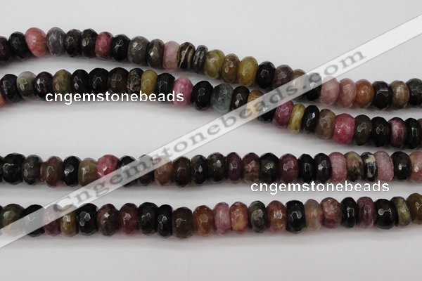 CTO378 15.5 inches 6*10mm faceted rondelle natural tourmaline beads