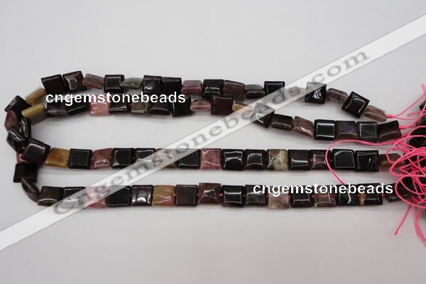 CTO387 15.5 inches 10*10mm square natural tourmaline beads wholesale