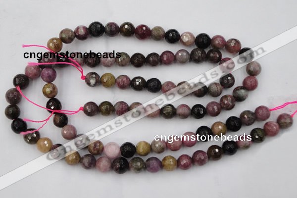 CTO45 15.5 inches 8mm faceted round natural tourmaline beads