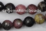 CTO46 15.5 inches 10mm faceted round natural tourmaline beads