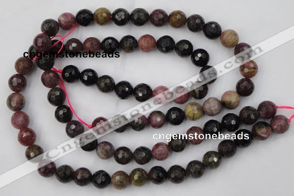 CTO46 15.5 inches 10mm faceted round natural tourmaline beads