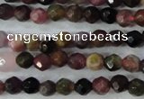 CTO460 15.5 inches 4mm faceted round natural tourmaline gemstone beads