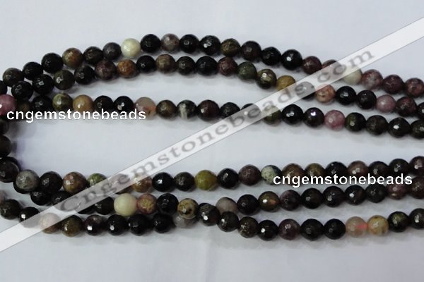 CTO462 15.5 inches 7mm faceted round natural tourmaline gemstone beads