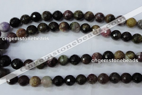 CTO466 15.5 inches 11mm faceted round natural tourmaline gemstone beads